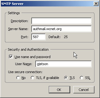 smtp server settings